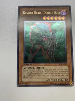 Yugioh Destiny Hero - Double Dude 1st Edition ULTIMATE RARE POTD-EN012 HP - Image 1
