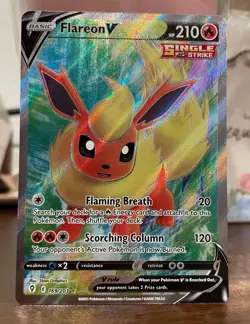 Pokemon TCG Flareon V Full Art 169/203 SWSH07: Evolving Skies Card Holo NM - Image 1