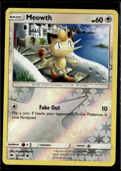 Pokemon Meowth 101/147 Burning Shadows Reverse Holo Common 2 Card Lot - Image 1