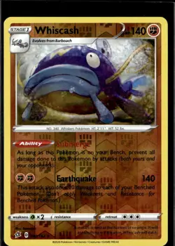 Pokemon Whiscash 100/192 Rebel Clash Reverse Holo Rare 2 Card Lot - Image 1
