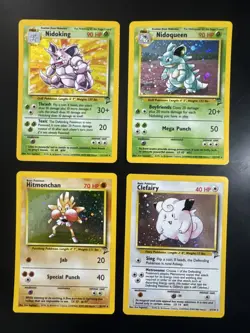 Pokemon BASE SET 2 HOLO Card Lot of 4,Nidoking,Nidoqueen,Hitmonchan,Clefairy - Image 2