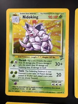 Pokemon BASE SET 2 HOLO Card Lot of 4,Nidoking,Nidoqueen,Hitmonchan,Clefairy - Image 3