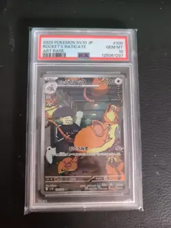Team Rocket's Raticate 108/098 Holographic Pokemon Card SV10 PSA 10 - Image 1