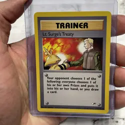Lt. Surge's Treaty 112/132 - Gym Heroes Vintage WoTC 2000 Pokemon Card NM Vtg - Image 1