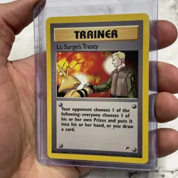 Lt. Surge's Treaty 112/132 - Gym Heroes Vintage WoTC 2000 Pokemon Card NM Vtg - Image 2