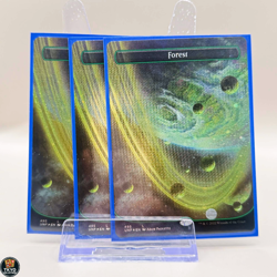 MTG FOREST LOT (3) BASIC LAND GALAXY FOIL UNFINITY UNF 495 MAGIC THE GATHERING - Image 1