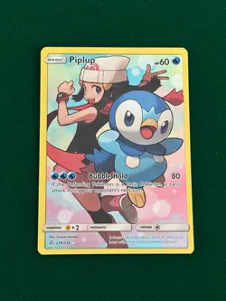 Pokemon TCG Piplup Holo Secret Rare Card Sun & Moon Cosmic Eclipse 239/236 - Image 1