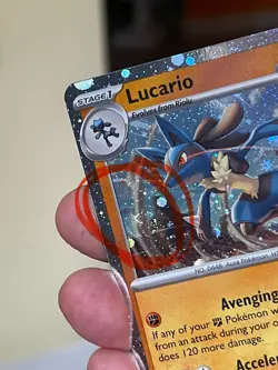 POKEMON LUCARIO 114/198 RARE COSMOS HOLO WITH SWIRL SCARLET VIOLET STAMPED NM - Image 2