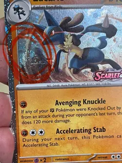 POKEMON LUCARIO 114/198 RARE COSMOS HOLO WITH SWIRL SCARLET VIOLET STAMPED NM - Image 4