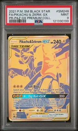 2021 POKEMON SM BLACK STAR PROMO #SM248 FULL ART/PIKACHU & ZEKROM GX PSA 9 - Image 1