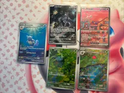 Pokemon Mew Bulbasaur Ivysaur Wartortle Scarlet Violet 151 Illustration Rare Lot - Image 1