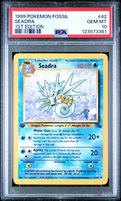 1999 POKEMON FOSSIL 1ST ED #42 SEADRA PSA 10 - Image 1