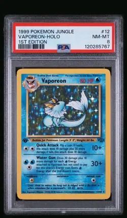 1999 Pokemon Jungle 1st EDITION VAPOREON HOLO FOIL #12 PSA 8 - Image 1