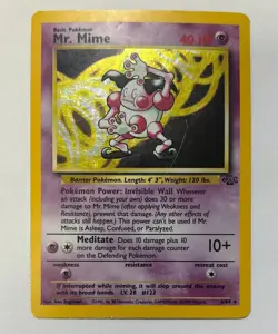 Pokemon TCG Mr Mime Jungle 6/64 Base Set Holo Rare MP MR. Pokemon - Image 1