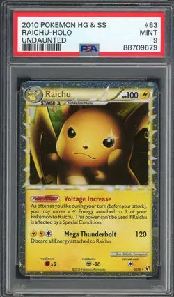 PSA 9 Raichu PRIME HG & SS Undaunted 83/90 Holo Pokemon Card B13 - Image 1