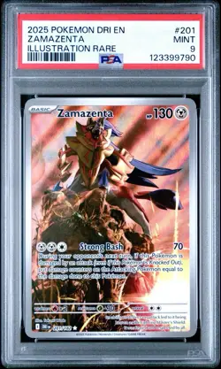 PSA 9 Zamazenta 201/182 Pokemon Sv10: Destined Rivals Illustration Rare 2025 - Image 1