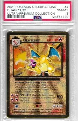 2021 POKEMON CELEBRATIONS UPC GOLD CHARIZARD HOLO #4 PSA 8 NM-MT NEW - Image 1