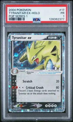 PSA 1 Tyranitar EX Holo #17/17 Pop Series 1 2004 Pokemon PR - Image 1