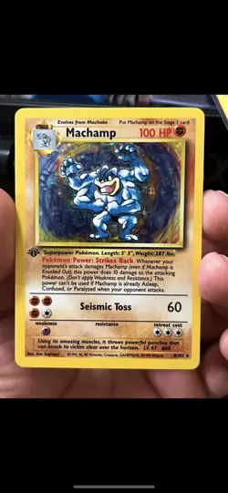Pokemon TCG Machamp Holo Rare 1st Edition Base Set Unlimited 8/102 - Image 1
