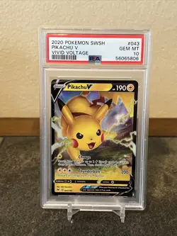 2020 Pokemon Vivid Voltage #043 Pikachu V PSA 10 Gem Mint 💎 - Image 1
