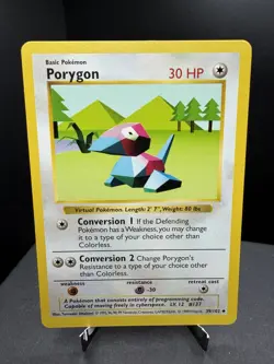 Pokemon TCG WOTC Shadowless Base Set Porygon 39/102 Uncommon LP - Image 1