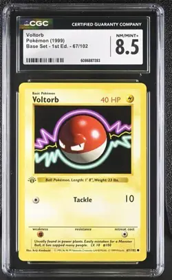 VOLTORB (1999) POKEMON BASE SET 1ST EDITION - 67/102 (NON-HOLO) CGC 8.5 - Image 1