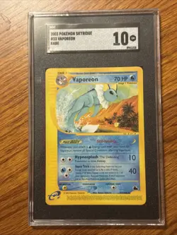 2003 Pokemon Skyridge Vaporeon #33/144 SGC 10 - Image 1