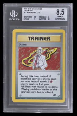 2000 POKEMON GYM CHALLENGE UNLIMITED BLAINE 17/132 HOLO RARE BGS 8.5 NM-MT+ - Image 1