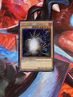 Yugioh! Tri-Horned Dragon LOB-EN000 Secret Rare 25th Anniversary Reprint NM - Image 1