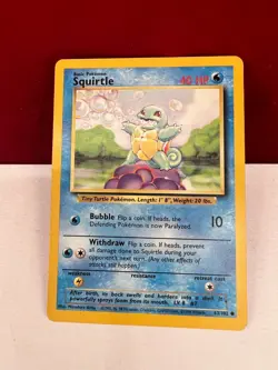 SHADOWLESS SQUIRTLE BASE SET COLLECTION POKEMON CARD 63/102 CLASSIC STARTER 1999 - Image 1