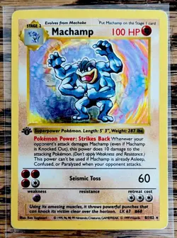 Shadowless Machamp Holo Rare 1st Edition Base Set #8/102 Vintage Pokemon Card LP - Image 1