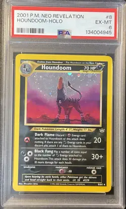 Pokemon Card- 2001 NEO REVELATION #8 HOUNDOOM-HOLO PSA 6 EX-MT - Image 1