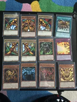 YUGIOH! EXODIA + EGYPTIAN GOD CARDS OBELISK - SLIFER - RA - 12 CARD SET LDK2 - Image 1
