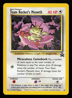 Team Rocket's Meowth 18 WOTC Black Star Promo Pokemon Card - Image 1