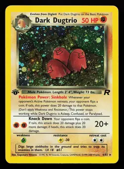 Dark Dugtrio 6/82 Holo Rare 1st Edition Team Rocket Pokemon Card - Image 1
