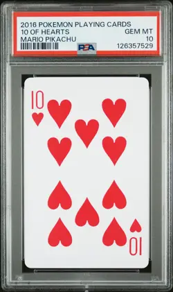 2016 POKEMON PLAYING CARDS MARIO PIKACHU 10 OF HEARTS PSA 10 - Image 1