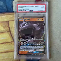 Pokemon TCG Sun & Moon Hidden Fates GX Card #36 Onix PSA 9 - Image 1