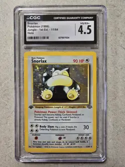 Snorlax 1st Edition Jungle Holo Pokemon 11/64 CGC Graded 4.5 VG/EX+ - Image 1