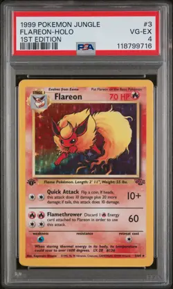 1999 Pokemon Jungle 1st Edition Holo Flareon #3 PSA 4 - Image 1