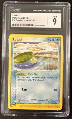 CGC 9 MINT Lotad 66/100 Pokemon EX Sandstorm Common English E-Reader - Image 1