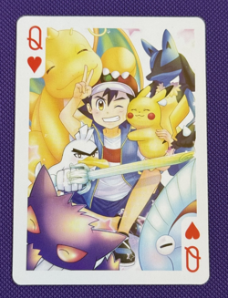 Pokemon Playing Card Queen of Hearts Pal City Poker Dragonite Gengar Ash Pikachu - Image 1