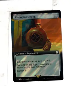 MTG SkeenAB Champion's Helm BORDERLESS SURGE FOIL from PIP. NM. - Image 1