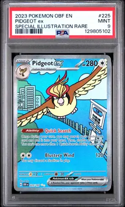 2023 POKEMON EN-OBSIDIAN FLAMES #225 PIDGEOT EX SPECIAL ILLUSTRATION RARE PSA 9 - Image 1