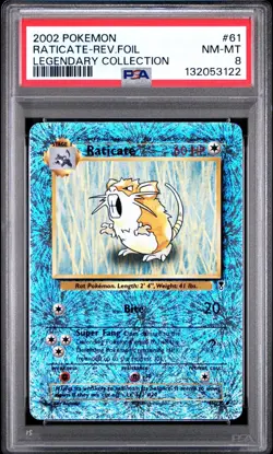 Pokemon PSA 8 Raticate 61 Reverse Holo Legendary Collection New Cert!! - Image 1