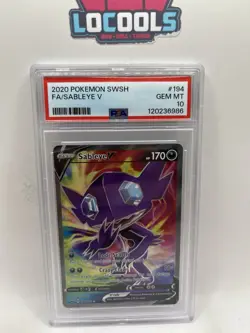 2020 POKEMON SWORD & SHIELD #194 FULL ART/SABLEYE V PSA 10 Gem Mint - Image 1