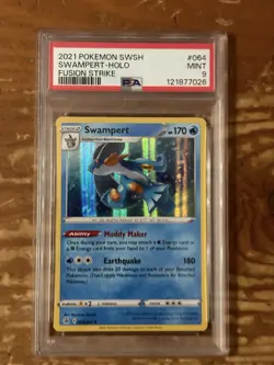 PSA 9 Pokemon TCG Swampert 064/264 Fusion Strike Holo Rare Mint Condition - Image 1