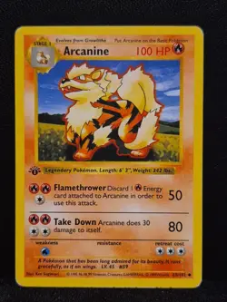 Pokemon TCG 1st Edition Base Set Shadowless Arcanine 23/102 - Image 1