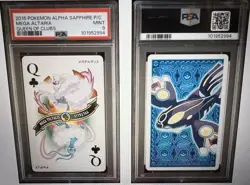 2015 POKEMON ALPHA SAPPHIRE & OMEGA RUBY MEGA ALTARIA QUEEN OF CLUBS PSA 9 & 6 - Image 1