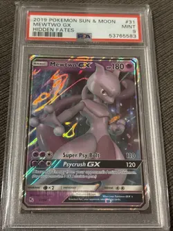 2019 POKEMON SUN & MOON HIDDEN FATES #31 MEWTWO GX PSA 9 - Image 1