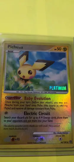 Pokemon - Pichu 45/100 Platinum Reverse Holo Burger King Promo Stamped M/P - Image 1